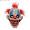 Masques de fête Masque de clown de cheveux rouges Cosplay Rôle effrayant Horreur Joker Latex Casque intégral Halloween Mascarade Party Headwear Costume Prop Q231007