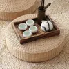 Pillow Natural Straw Round Pouf Tatami Floor S Meditation Yoga Mat Zafu Chair