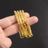 Brazalete de oro fino de Dubái, pulsera GF sólida amarilla, joyería africana, regalo, 1 o 4 piezas, elasticidad abierta, push-and-pull, entero 250J