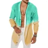 Men's Jackets Single-breasted Cardigan Men Gradient Contrast Color Long Jacket Stylish For Fall