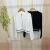 1007 L 2023 Runway Autumn Women's Sweaters Long Sleeve Crew Neck Neck Cardigan Black White Womens Xue