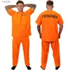 Theme Costume Adult Inmate Come Orange Prisoner Jumpsuit Jailbird Outfit for Halloween Orange Prisoner Come Men Jail Jumpsuit ComeL231007