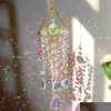 Trädgårdsdekorationer kristall vindklockor hängande fönster prismor suncatcher regnbåg maker prydnad glas smycken hänge hem dekoration d dhyib