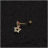 Other Stainless Steel Star Moon Crown Helix Piercing Stud Earrings For Women Small Dangles Cartilage Jewelry Drop Delivery Body Otnpt