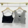 Designer Badge T Shirts Tops For Women Flashing Rhinestone Hollow Mesh Camisole Womens Clothing Sexy Halter Tanks275k