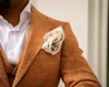 가을 겨울 따뜻한 남자 정장 슬림 핏 트위드 모직 재킷 조끼 바지 3 조각 비즈니스 착용 웨딩 턱시도 재단사 만들기