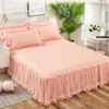 Bedkjol Elegant Princess Non-Slip Madrass Cover Ruffled spets säng kjol Bedlak Bäddsäckskydd Hemsängen 231013