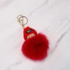 Keychains fluffy päls boll pompom sovande baby nyckelkedja biltangenthållare väska hänge hatt charm nyckelring kvinnor barn leksaker d253