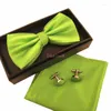 Bow Ties Wedding Justerbar bowtie näsduk manschettknappar Set Mens förförbindad klänning Vuxen Evening Party Shirt Mn116