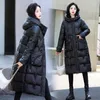 Women's Trench Coats Winter Fashion Mid Length Hooded Long Sleeve Slim Fit Bright Face Thickened Warm Cotton-Padded Clothes Coat Trend