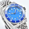 Relógios de pulso relógio mecânico masculino azul estéril dial nh35 movimento automático caixa de aço inoxidável pulseira sólida volta safira espelho