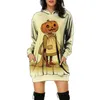 Robes décontractées Halloween drôle pull robe femme col rond manches longues motif citrouille lâche sweat-shirt polyvalent