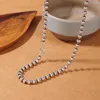 Kedjor 925 Sterling Silver retro runda pärlor halsband män och kvinnor tröja kedja 3mm tjocklek kvinnors hals original