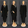 Etniska kläder afrikansk plus size klänning för kvinnor 2023 Autumn Long Sleeve V-Neck White Black Green Yellow Maxi Dress