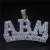 Hip Hop Iced Out Diamond Letter ABM Pendant Gold Silver Plated Micro Paved Cubic Zircon Mens Hip Hop Jewelry Gift301U