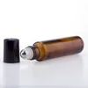 Amber Glazen Roll Op Flessen 15 ml Essentiële Olie Fles Rvs Rollerball Lege Parfum Cotainer F1243 Seotm