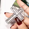 Correntes 925 prata requintada bíblia jesus cruz pingente colar para mulheres homens crucifixo charme simulado platina diamante jóias n022