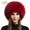 Dames 100% réel fourrure de renard chapeau femmes hiver chaud luxe Ski tête oreille plus chaud cache-oreilles moelleux en peau de mouton chaud neige Cap 2010191915