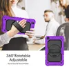 Hand Strap 360 Rotating Stand Case For Samsung Galaxy Tab A 8.0 inch T290 T295 Silicone PC Full Body Protective Kids Tablet Cover with Screen PET Film Shoulder Strap