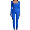 Kobiety Jumpsuits Autumn and Winter New Product z gwintowaną kwadratową szyją i pośladkami Podnoszenie Slim Alitting i Sexy Rompers S-3xl