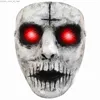 Maschere per feste Maschera demoniaca Horror Zombie Glowing Red Eye Copricapo Maschera in lattice Maschera spaventosa per Halloween Tema pasquale Puntelli per feste Q231009