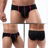 Cuecas masculinas sexy roupa interior baixa cintura elástica gelo seda gay homens bulge nadar briefs malha respirável calcinha homem u bolsa convexa