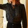 Camicette da donna Rowling Mirror Grafica floreale Scava fuori la camicia da donna Colletto con volant Vintage Office Lady Donna 2023