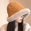 Chapeau seau thermique d'hiver, chapeau chauffant de pêcheur en peluche épaisse en fausse fourrure pour femmes, cadeau de noël