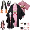 Kamado Nezuko Cosplay 의상 애니메이션 악마 슬레이어 Kimono Kimetsu no yaiba 의류 유니폼 hallween women kidscosplay