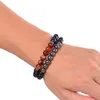 Strand 2 pezzi occhio di tigre pietra opaca onxy perline miste naturali doppia fila unisex charms braccialetto braccialetto per le donne regalo gioielli quotidiani