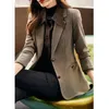 Abiti da donna Primavera Autunno Blazer di alta qualità Donna Manica lunga Giacca di lana casual Giacca da donna Slim Wild Tops Blazer da donna Giacca a vento