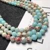 Loose Gemstones Natural Serpentine Jasper Stone Snake Skin Beads Smooth Round Blue Perle Needlework For Jewelry Making DIY Bracelet Necklace