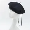 Bérets COKK laine béret automne femmes chapeau d'hiver couleur unie peinture plate cuir PU Boina Femina Beanie 231006