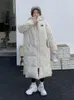 여자 트렌치 코트 겨울 흰색 버블 코트 여성 한국어 느슨한 후드 패딩 재킷 패션 하이 스트리트 여자 아웃복 지퍼 따뜻함