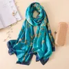 Bandane Durag Sciarpa di seta di lusso spagnola Designer femminile Van Gogh Pittura a olio Scialle di fiori Pashmina Borsa da donna Foulard Fascia 231007