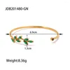 Bangle Trendy Leaf Green White Crystal Bracelets For Women Personality Open Gold Color Jewelry