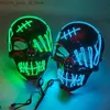 Party Masks Halloween Luminous Scary Skull Mask LED Light Up Horror Skeleton Mask Carnival Bar Party Props Neon Glowing Skull Mask Costumes Q231009