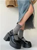 Модельные туфли Классические туфли-лодочки Модные туфли на платформе на высоком каблуке с ремешком на щиколотке Брендовые модные туфли Marry Jane Woman Черный 231006