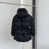 Kurtka damska Down Down Jacket 2023 ciepła zimowa czarna kurtka z kapturem z zamkiem w tali