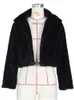 Женское меховое искусственное меховое пальто Viifaa с зубчатым воротником и открытой передней частью, зимнее пальто из искусственного меха, женское 11 цветов, укороченная куртка, модные пальто из искусственного меха, верхняя одежда 231007