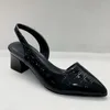 Sapatos de vestido 2023 senhoras slingbacks mulheres saltos altos verão bombas de escritório mulheres sólidas pontiagudas sandálias fechadas