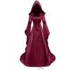 Vestidos casuais vintage gótico halloween renascentista vestido medieval com capuz até o chão cosplay princesa boho vitoriano