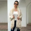 Kvinnors stickor Tees Logami Fake Fur Collar Cardigan Poncho Tassel Solid Coat Women Casual Loose Shawl 231007