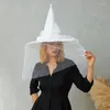 Береты женские на Хэллоуин, черно-белая шляпа ведьмы, винтажная шляпа с перьями и вуалью для косплея, праздничное платье для выпускного вечера
