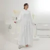 Ethnic Clothing Dubai White Organza Embroidery Cardigan For Women Fashion Party Dress Muslim Islamic Open Front Abaya Gown