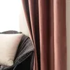 Cortina elegante cortinas de veludo empoeirado rosa rosa grommet isolamento térmico à prova de som cortinas blackout para quarto de meninas