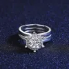 Moissanite S925 Anel de Prata Joias de Casamento Moda Europeia Feminina Micro Conjunto Super Espumante 3A Anel de Zircão para Festa de Noivado Feminino Presente de Dia dos Namorados SPC