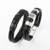 Charm Bracelets Double Layer Woven Leather Bracelet For Men Various Colors Stainless Steel Handcrafted Magnetic Clasp Gift