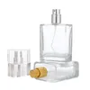 50 ml glas tomma parfymflaskor atomizer påfyllningsbar sprayglasflaska fyrkantig flaska snabb frakt F1106 WRWFR