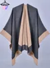 Halsdukar i kvinnor Capes Fashion Imitation Cashmere Simple Style Solid Two Color Crossing inuti och Outside Scarf Luxury Shawls 231007